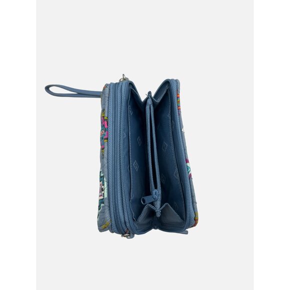 Vera Bradley Blue Painted Medallian Wristlet Zippered RFID Wallet Missing Strap - Picture 5 of 8